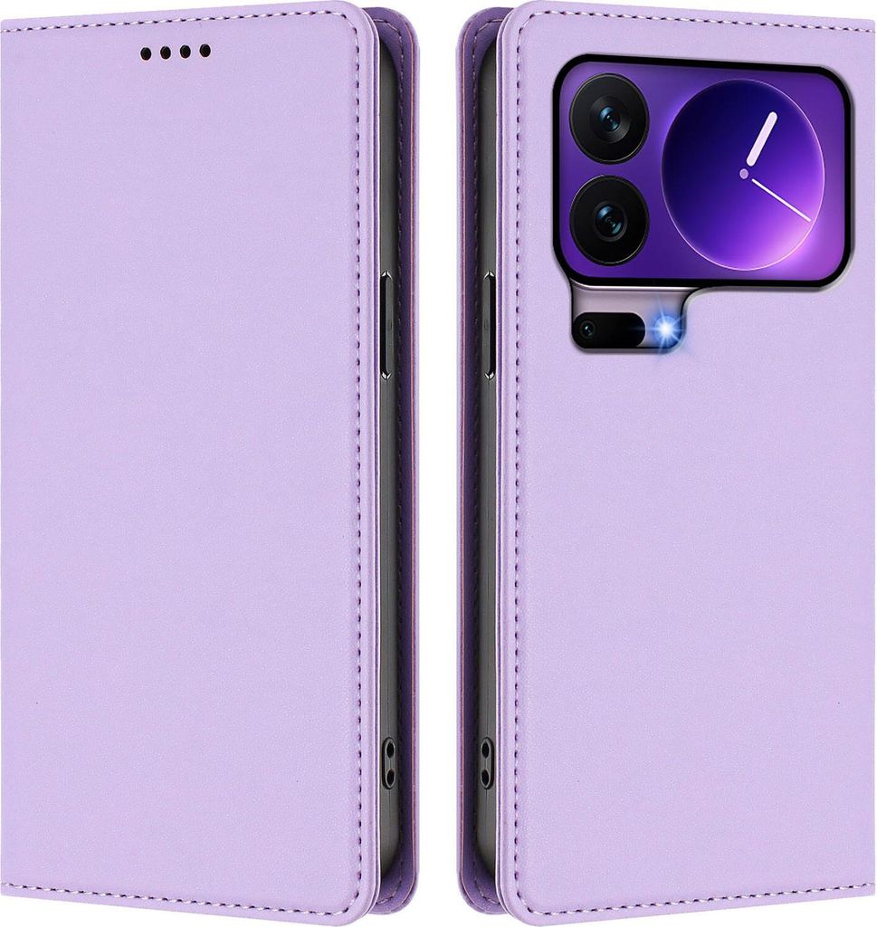 Handyhülle für Xiaomi 17 Pro, Kunstleder Klapphülle Stoßfeste Magnetische Hülle mit Ständer Violett