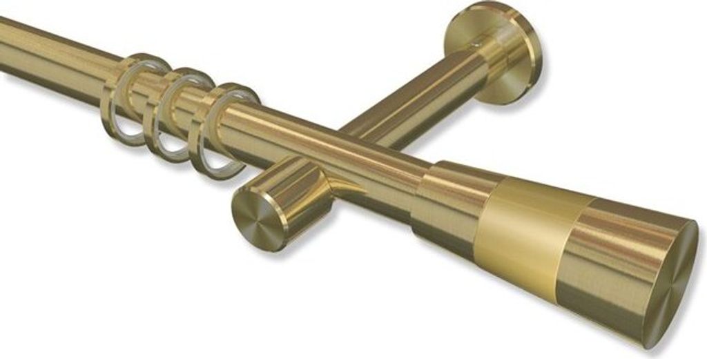 Interdeco Gardinenstange, Vorhangstange Messing-Optik Modell Prestige Tanara, 20 mm Ø 1-läufig, 320 cm (geteilt)