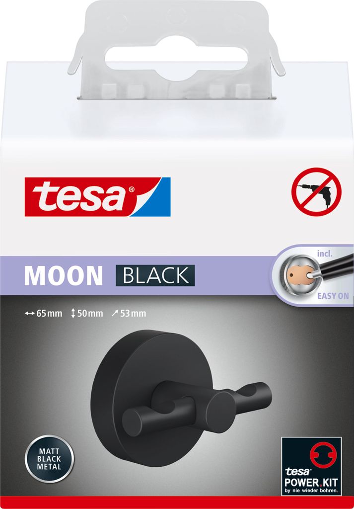 tesa Bademantelhaken selbstklebend & ohne Bohren schwarz Produktbild 