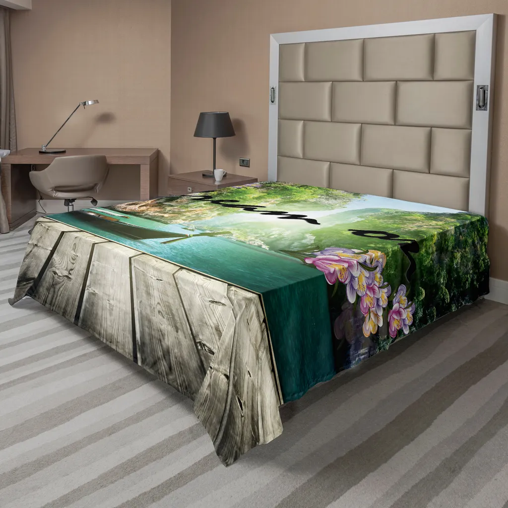 Drap de Lit Décoratif Thème Nature pour Chambre Adulte et Ado 244x205cm