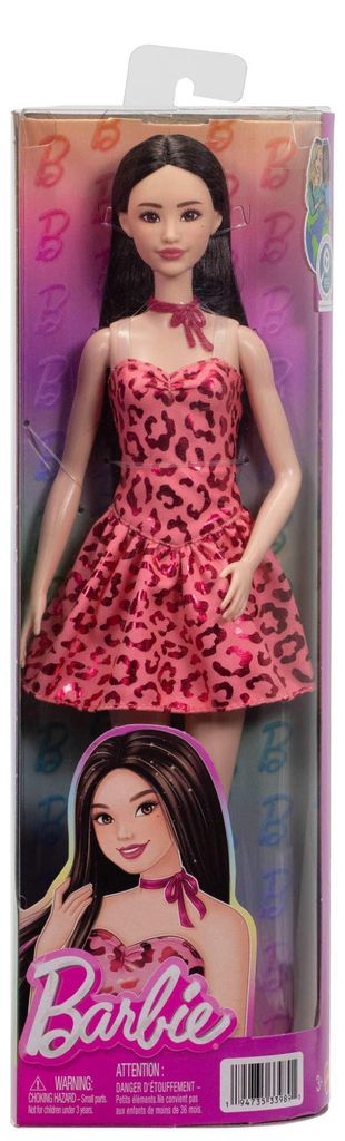 Bambola Barbie Fashionistas Bruna con Abito Leopardato Rosa Immagine del prodotto 
