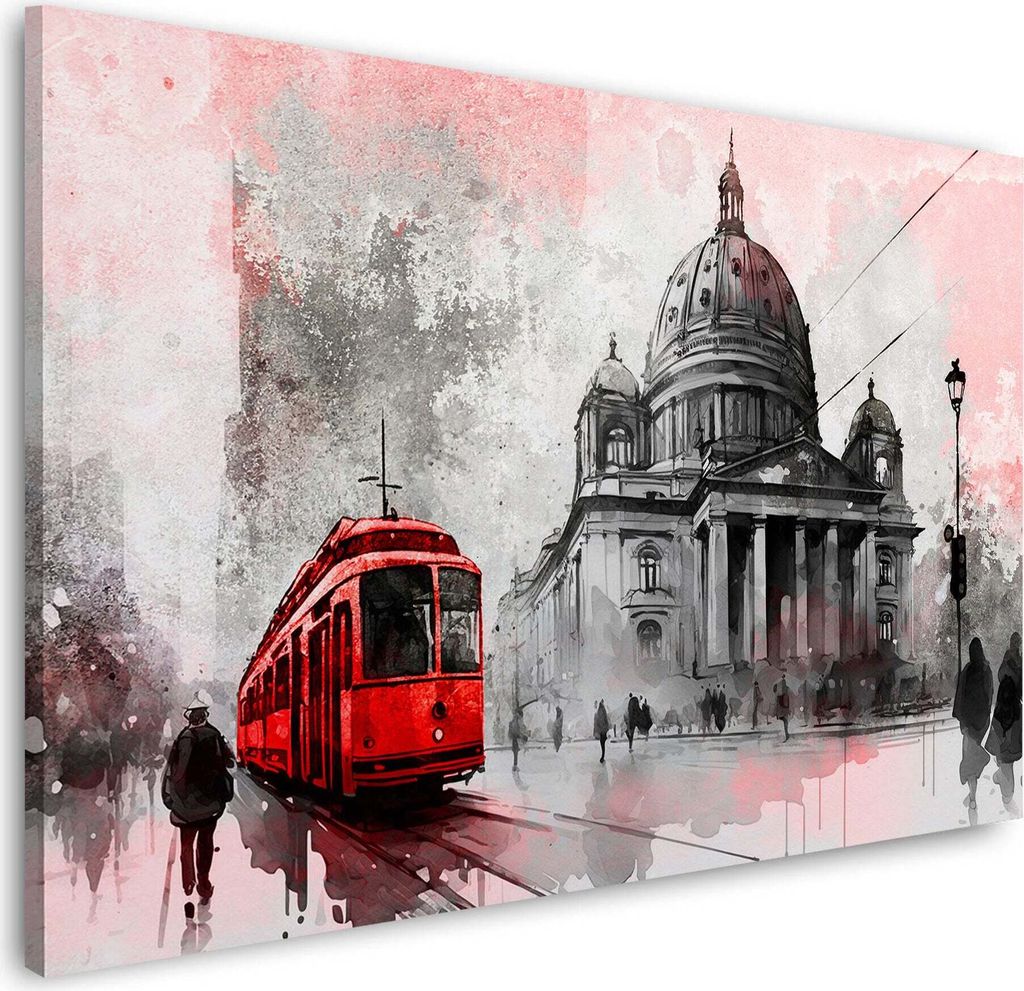 Wandbild Leinwandbild Kunstdruck XXL Wanddeko Städte Berlin schwarz weiß: 90x60x4cm