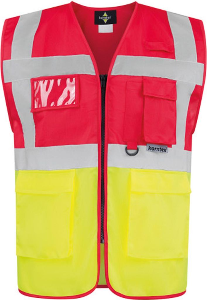 Korntex KXMF | Multi-Funktions-Warnweste Executive - Farbe: Red/Yellow - Größe: 3XL