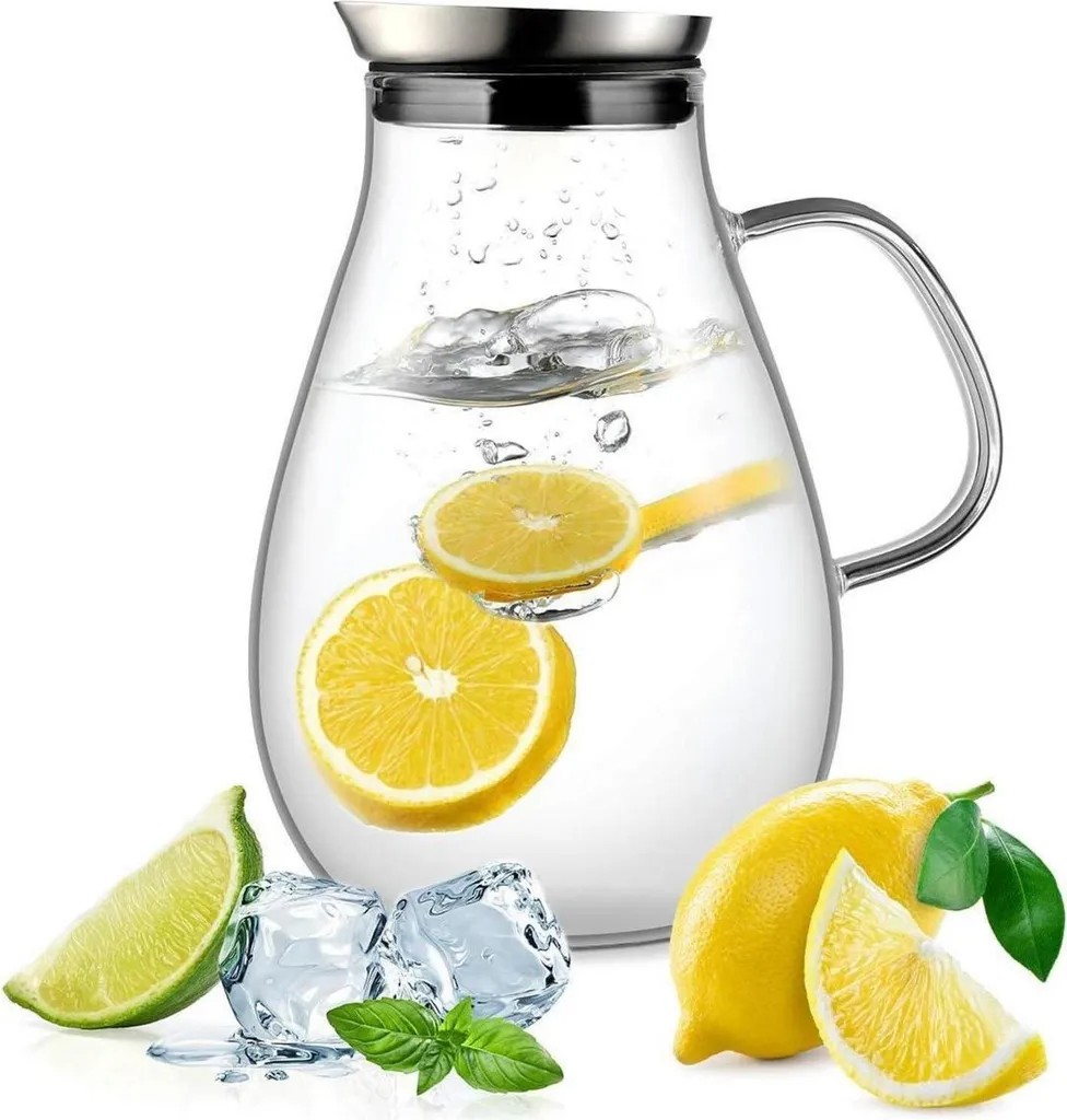 Caraffa in Vetro 2 Litri con Coperchio Acciaio Inox | Borosilicato Premium