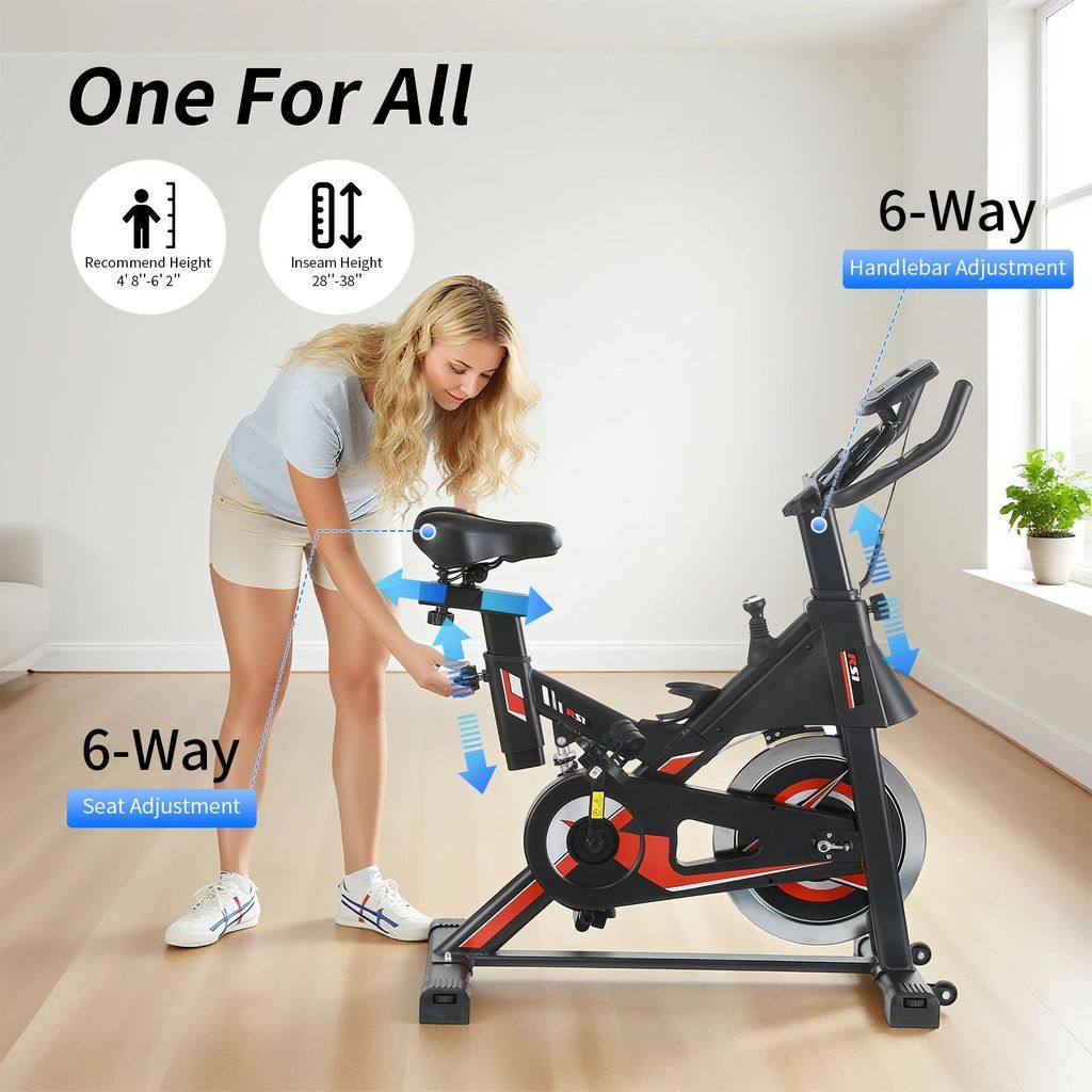 Heimtrainer Indoor Bike - Q5 Trainingsfahrrad - Display - Bluetooth - Integrierte Lautsprecher - Verstellbarer Widerstand - Schwarz