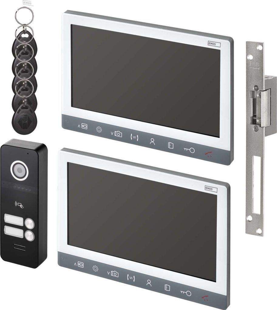 EMOS Video-Türsprechanlagen-Set EM-10AHD für 2 Teilnehmer mit el. Schloss auf/zu, H3017.3