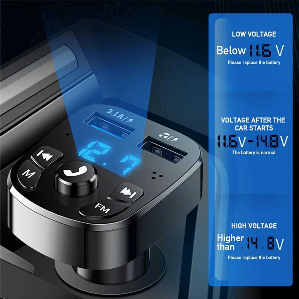 Auto Bluetooth FM Transmitter, Blaue Umgebende Leuchte Produktbild 8
