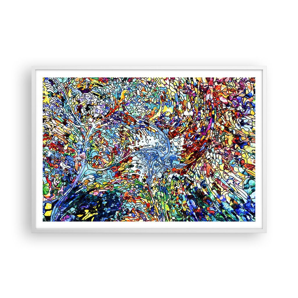 Gerahmtes Poster - Weißer Rahmen - Abstraktion modern - 100x70 cm - Wand Bild - Wanddeko - Wandbilder - Kunstposter - Wandposter - Bilderrahmen - ...