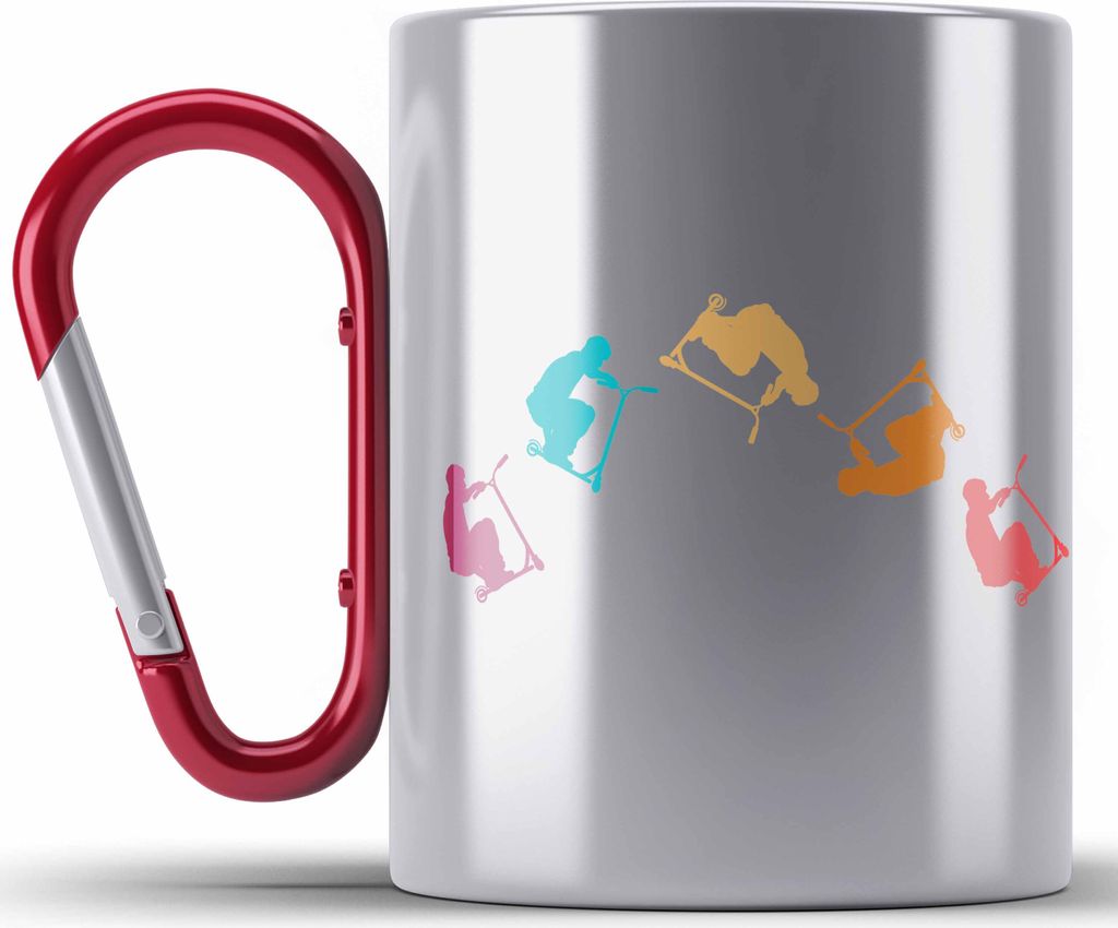 Trendation - Scooter Roller Fahrer Geschenk Edelstahl Tasse Karabiner Scooterfahrer Geschenkidee Scooting Geschenkidee Jungs Profi Scooterfahrer Pr...