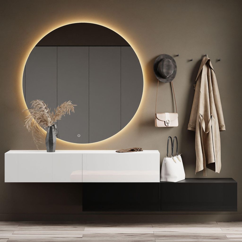 Planetmöbel Flur Möbel Garderobe Hängeschrank 2x 140 cm schwarz / weiß, Wandgarderobe hängend oder stehend