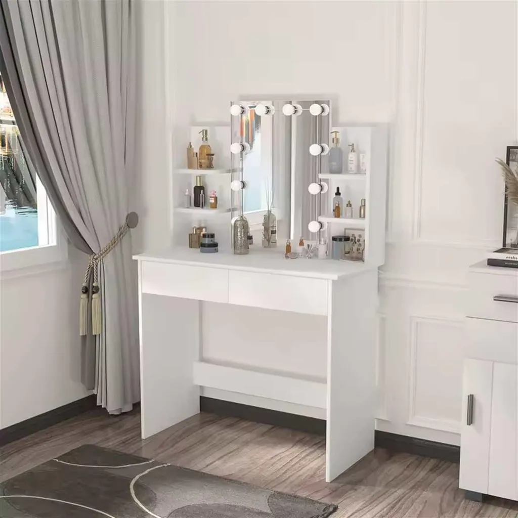 Coiffeuse Blanche LED - Finissez-en avec le Mauvais Éclairage en Maquillage