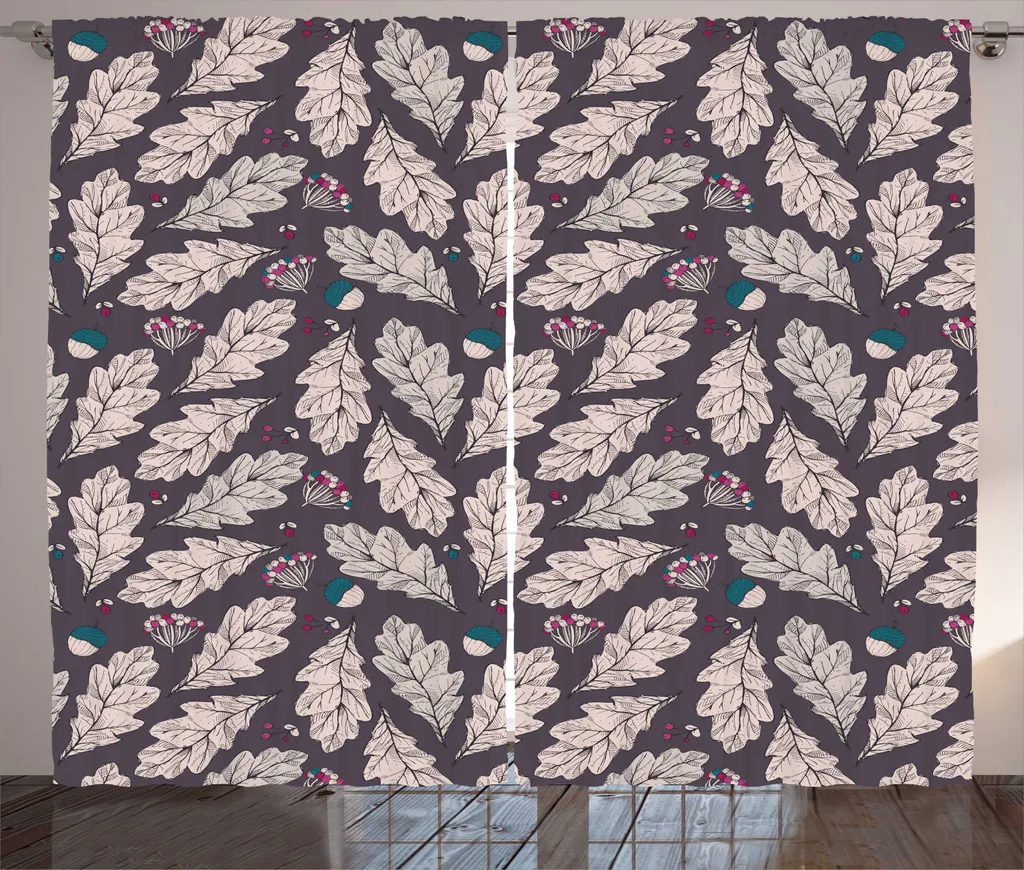 Rideaux Universels à Motifs Floraux Violet avec Boucles et Crochets Pro