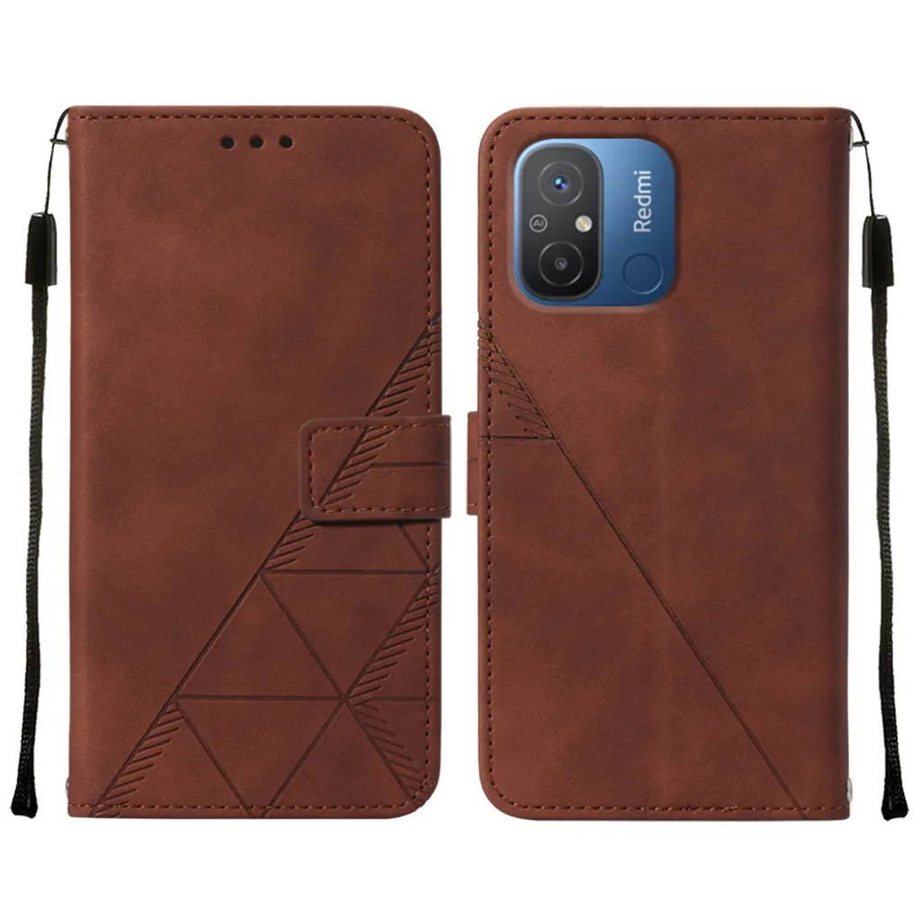 Custodia Flip Vintage Xiaomi Redmi 12C & Poco C55 - Marrone Goffrato - 2