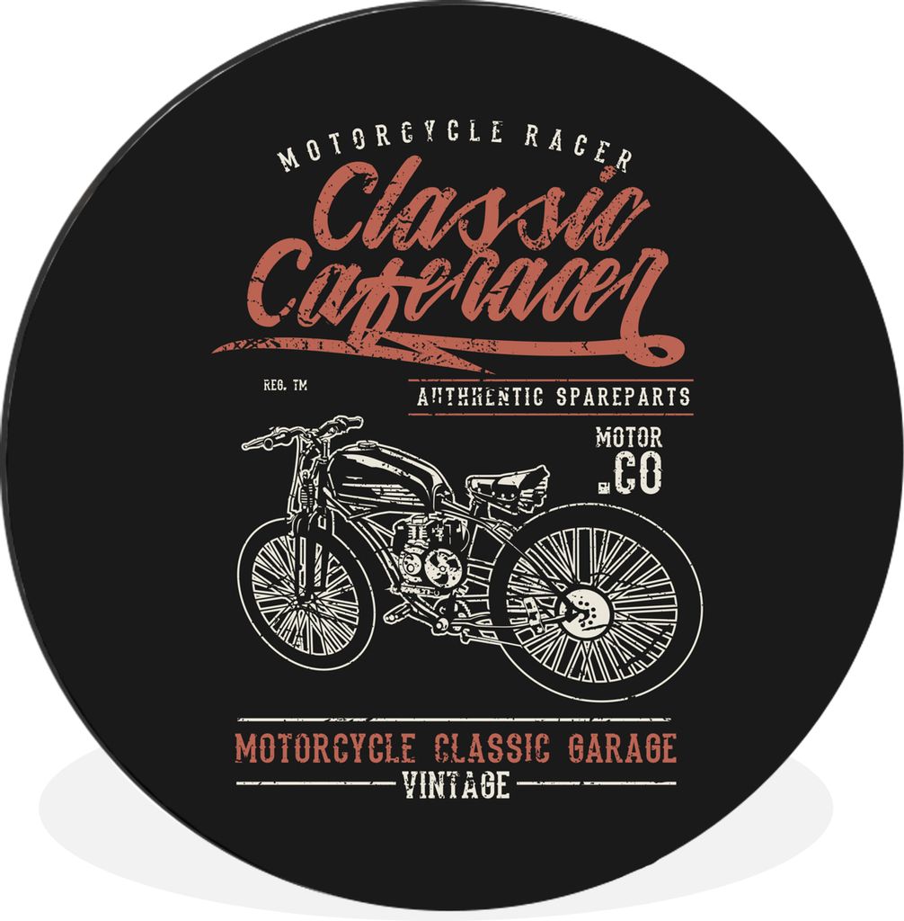 MuchoWow Aluminium Wandkreis Mancave - Motor - Retro - Zitate Ø 30 cm Wanddeko Modern Wohnzimmer - Wand Bild - Wohnzimmer - Runde Bilder - Alubi...