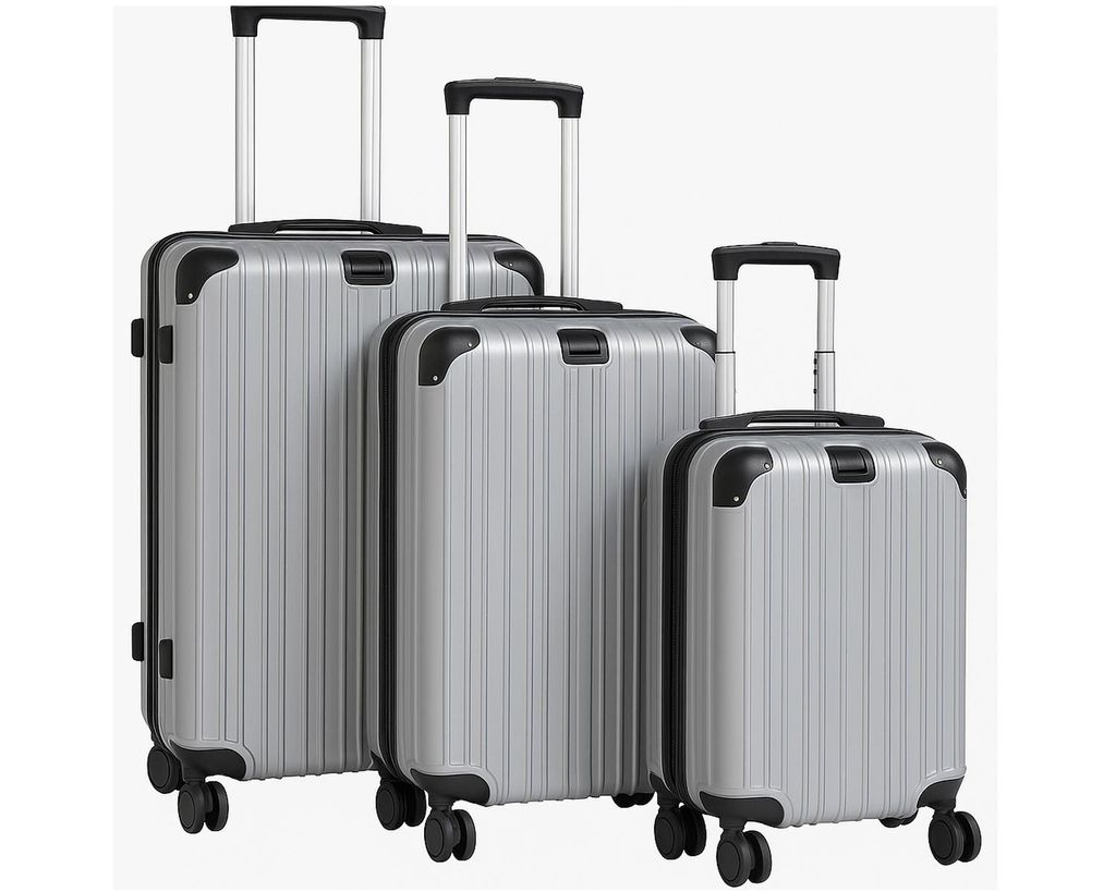 Koffer Kofferset Reisekoffer Hartschalen Trolley Handgepäck1 Set: M-L-XL, silber