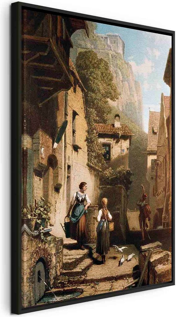 Italienischer Leinwand Leinwandbild - Im Dachstübchen (Carl Spitzweg) 60x90 cm Reproduktionen l-F-10565-b-a