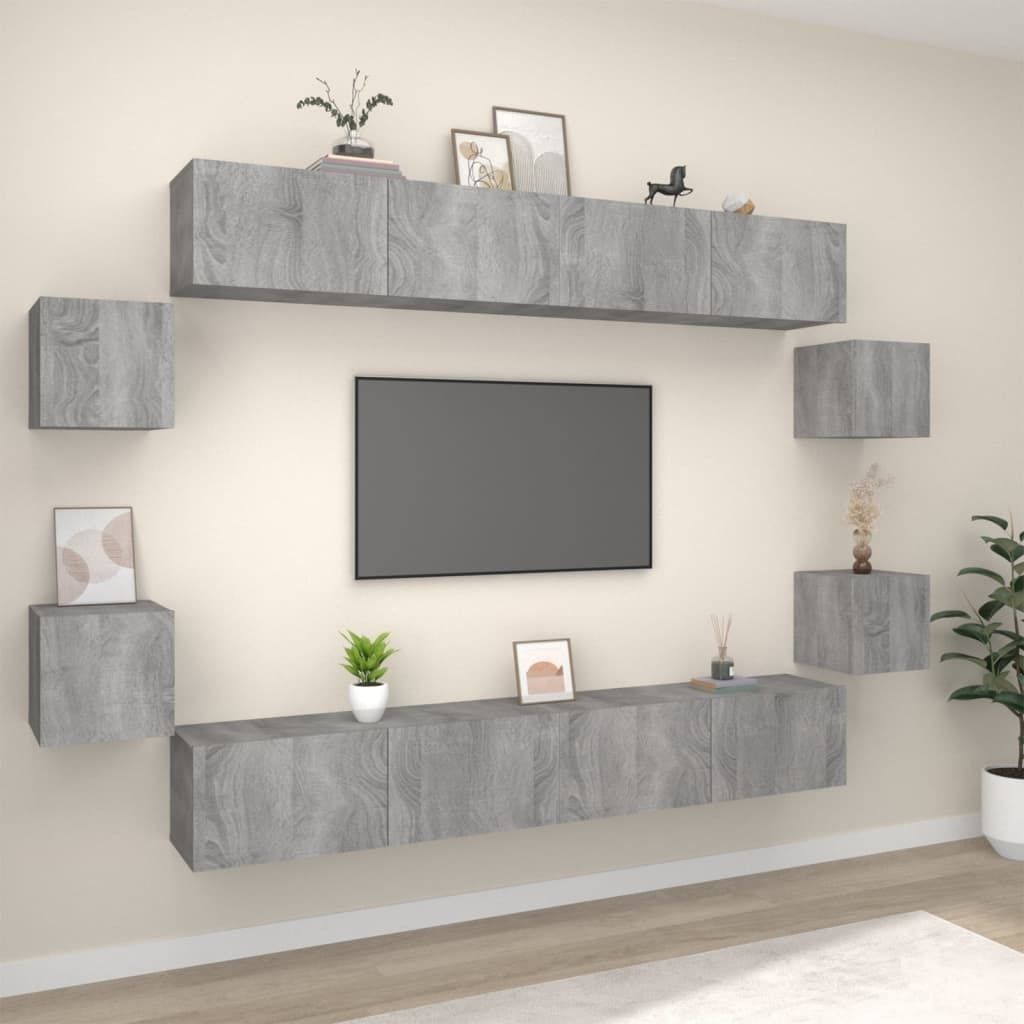 Maison Exclusive - 8-tlg. TV-Schrank-Set Grau Sonoma Holzwerkstoff