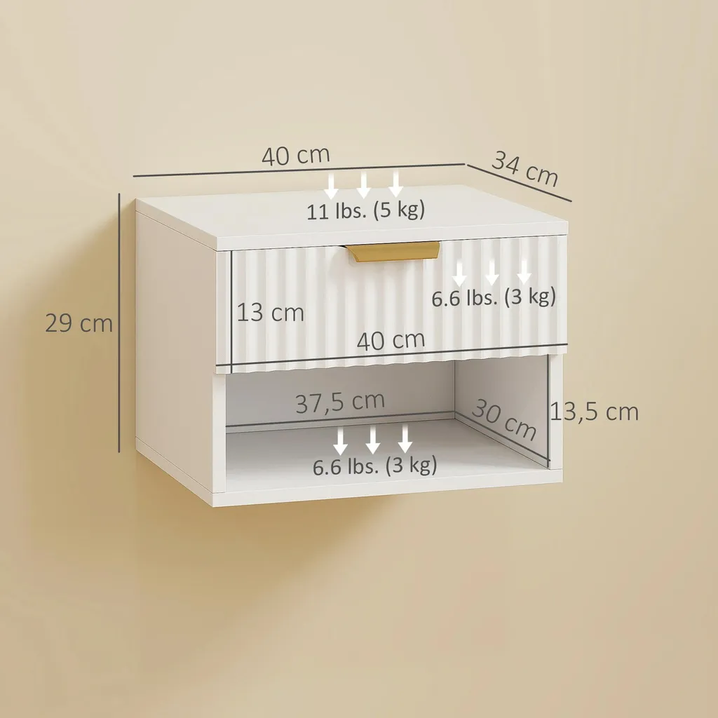 Chevet suspendu blanc lot de 2 gain de place pour chambre étroite et zen - 3