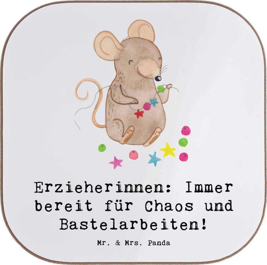 Mr. & Mrs. Panda Untersetzer Glas Erzieherin Chaos - Weiß - Produktbild 