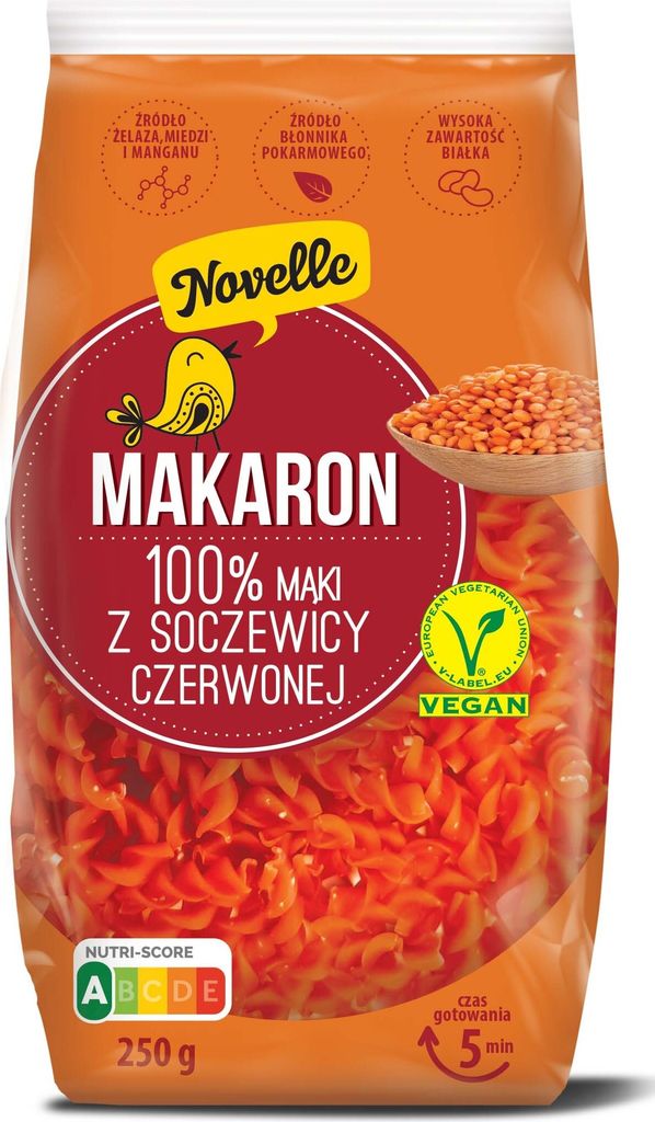 Proteinpasta mit roten Linsen, Spiralen, 250g NOVELLE Produktbild 