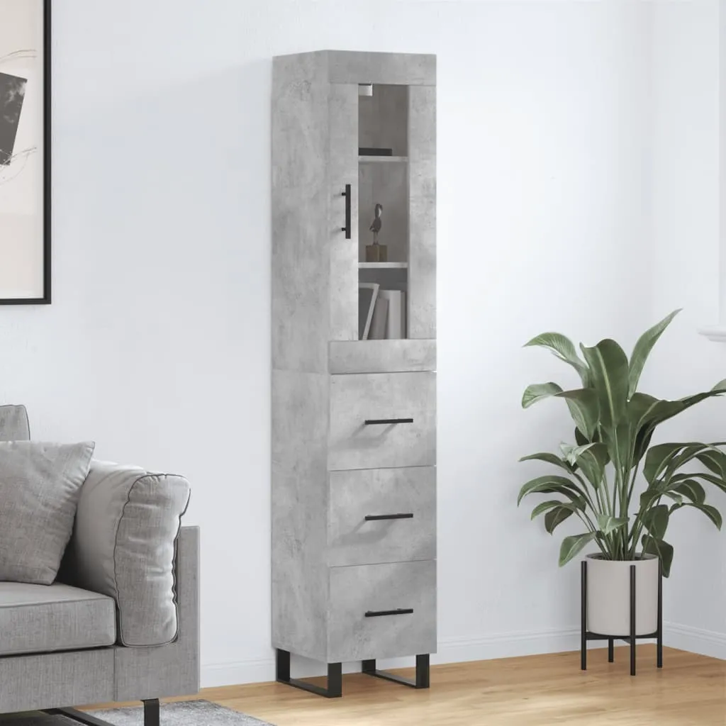 vidaXL Credenza grigio cemento 34,5x34x180 cm materiale a base di legno
