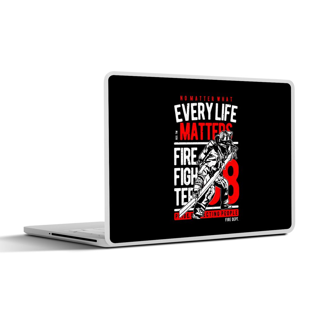 MuchoWow Laptop Aufkleber Sticker Cover Mancave - Feuerwehr - Vintage - Rot - Schwarz 36.5x27.5 cm - Laptop-Sticker