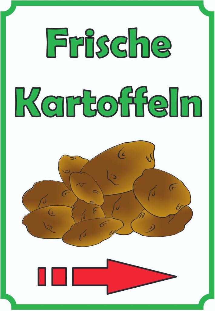 Verkaufsschild Schild Kartoffeln Hochkant mit Pfeil rechts A3 Rückseite selbstklebend