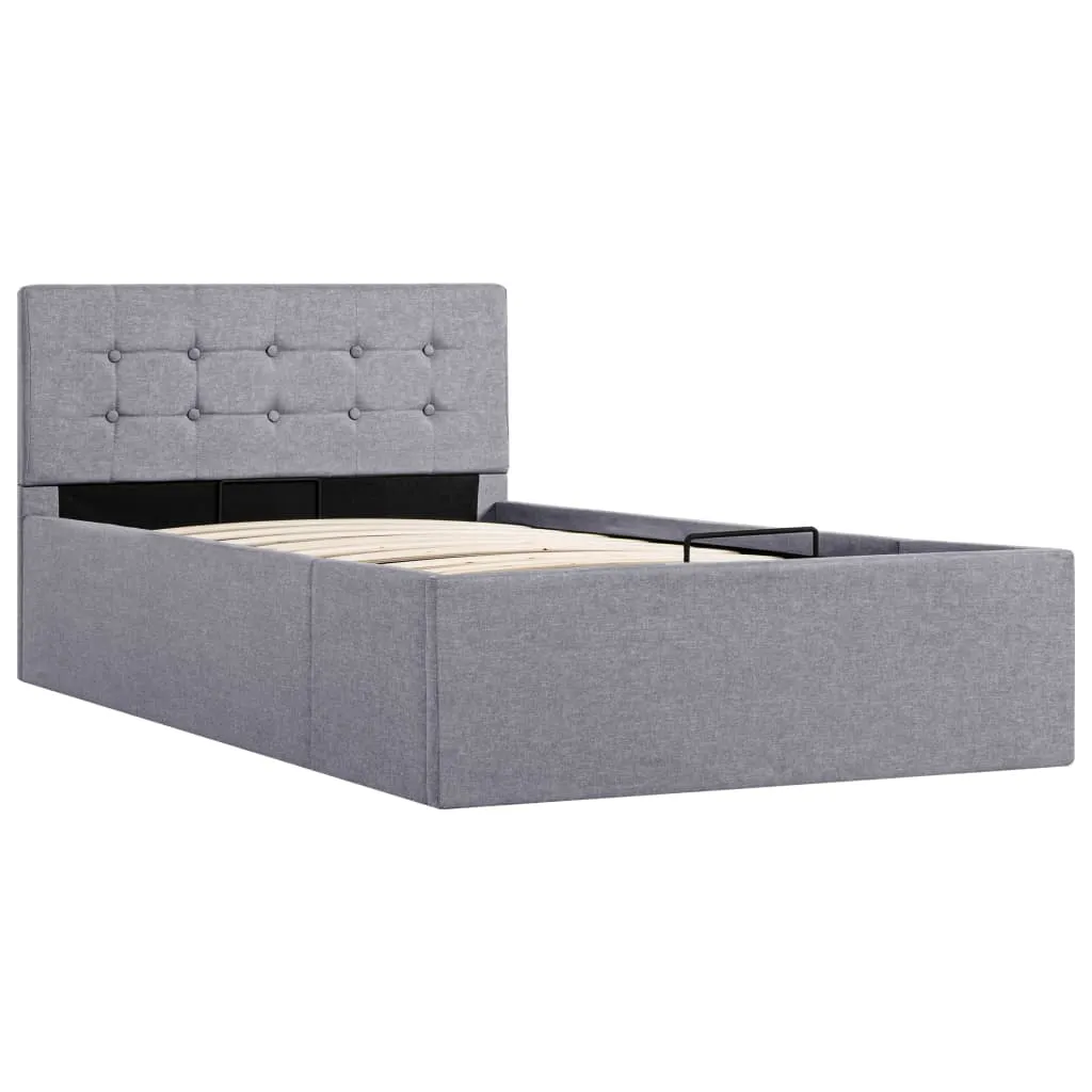 Lit relevable hydraulique gris clair 90x200 cm - Structure tissu solide - 3