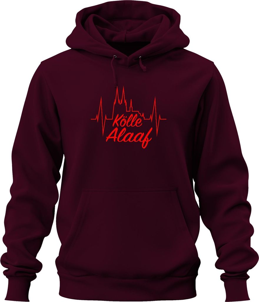 Kölle Alaaf Kölner Dom Skyline Karneval Jeck Fastelovend Uni Hoodie Kapuzenpullover, Burgundy, L