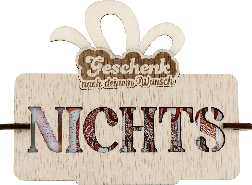 Holzverpackung für Geldgeschenk NICHTS Produktbild 