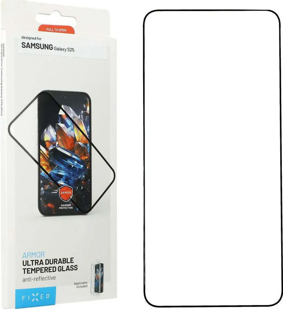 Verre Trempé Galaxy S25 Fixed Armor avec Cadre de Pose Noir Anti-Choc