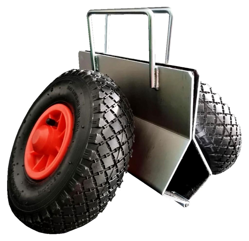 Plattenklemmwagen mit Luftreifen und Kunststofffelge, Tragfähigkeit bis 300 kg, Klemmbreite 0-110 mm, Filzeinlage