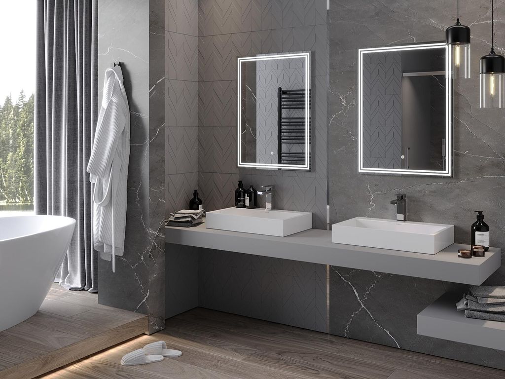 S'bagno Specchio Bagno con Luce, 60x80cm Specchio Bagno LED Retroilluminato con Bluetooth, Antifog, 3 Colori, Dimmerabile, Memoria, Temperato, Impermeabile IP44, Orizzontale/Verticale