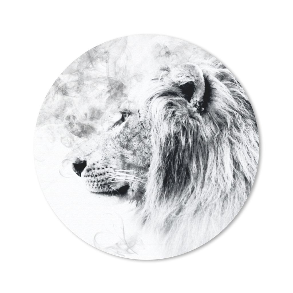 MuchoWow Mauspad Mousepad Löwe - Schwarz - Weiß - Linie 20x20 cm - Mousepads - Maus Mat - Pad - Mausunterlage - Schreibtischmatte
