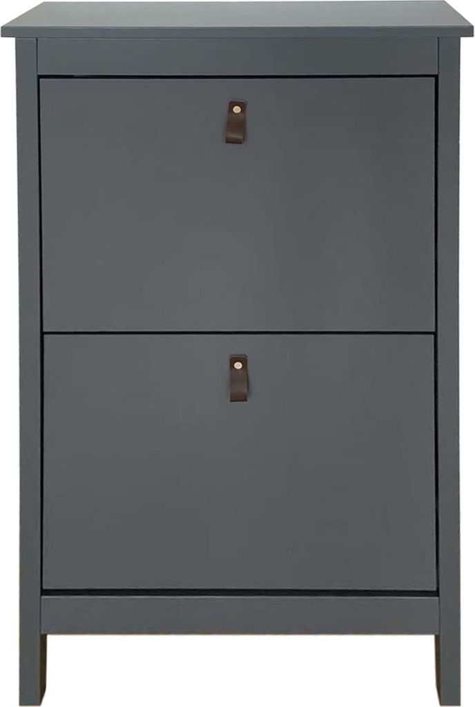 Hayet Schuhschrank Grau schmal mit Kippfunktion, 2 Fächer, Produktbild 