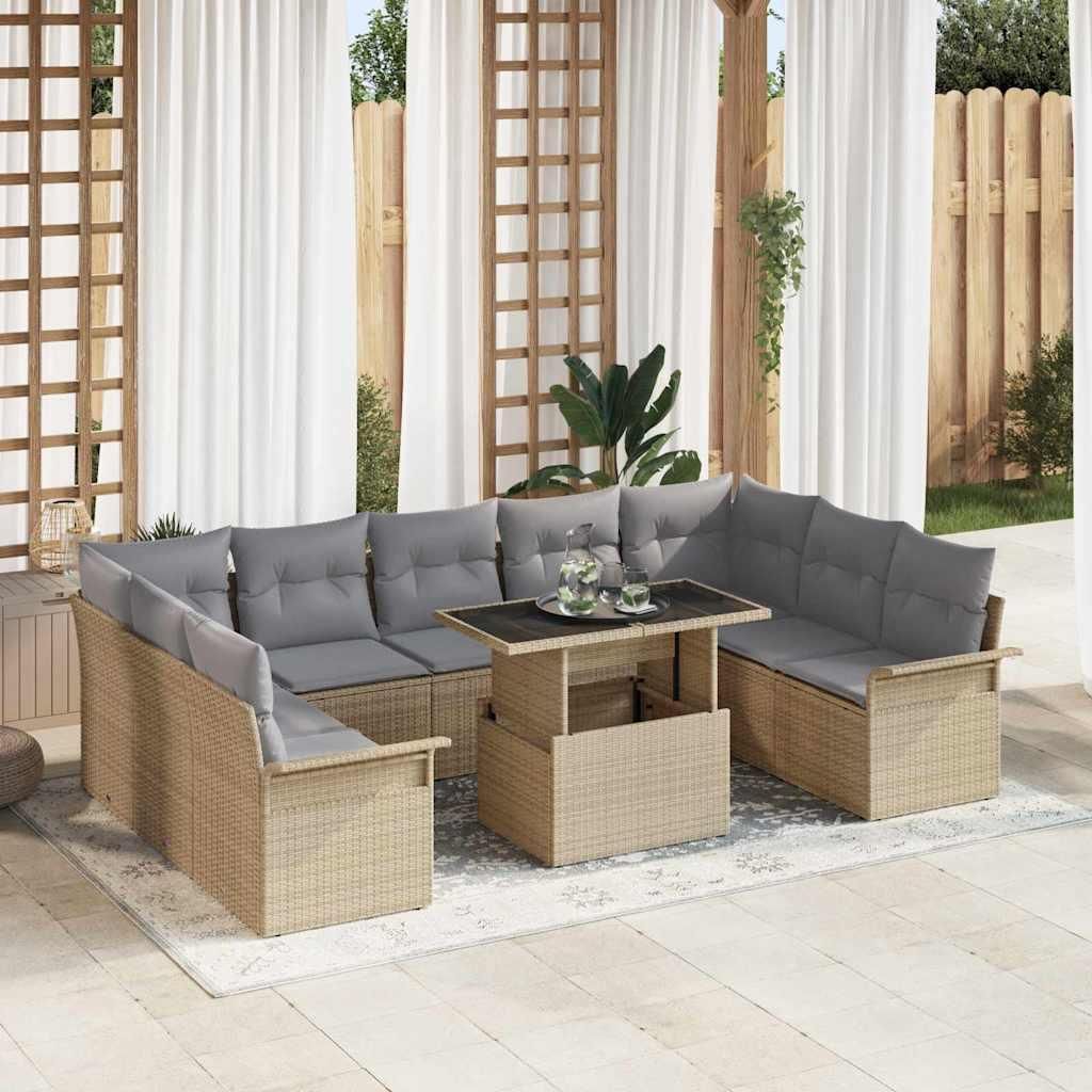 Maison Exclusive - Sofa Set mit Kissen 10 pcs Beige Poly-Rattan