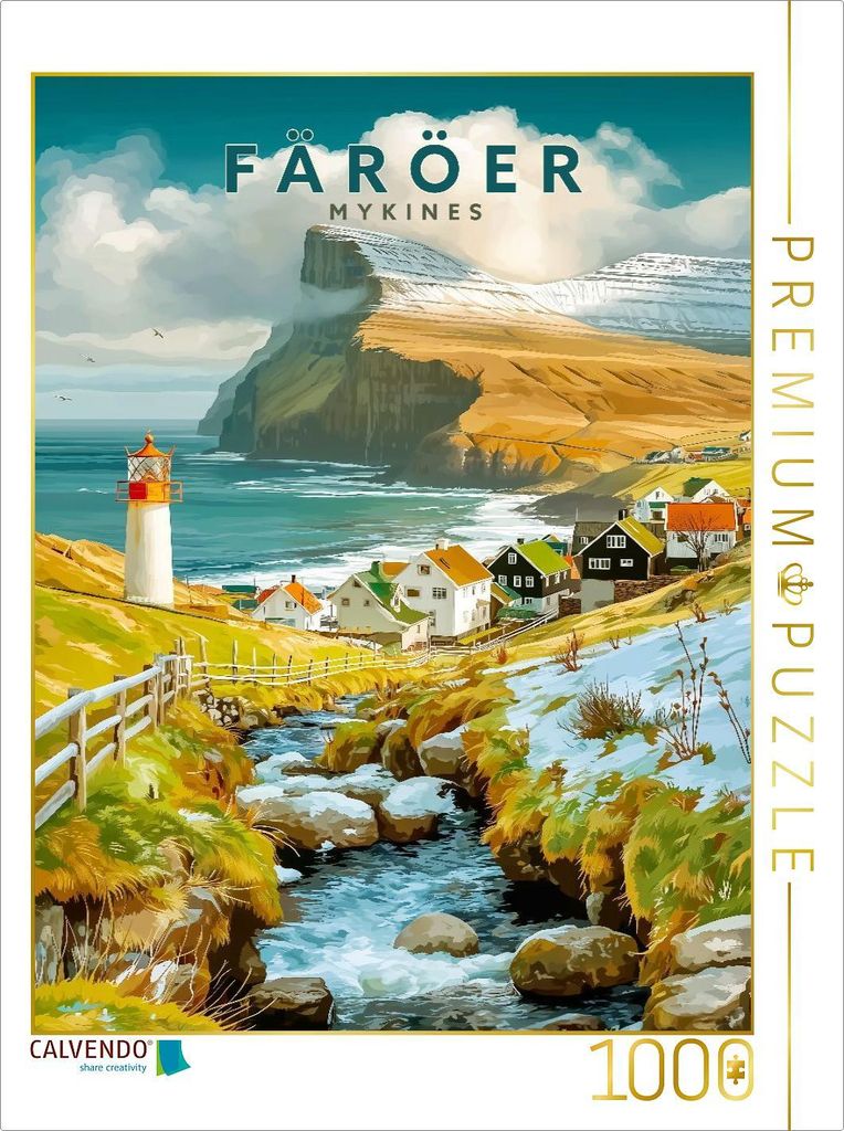 CALVENDO Puzzle Leuchtturm von Mykines | 1000 Teile Lege-Größe 64x48cm Foto-Puzzle für glückliche Stunden