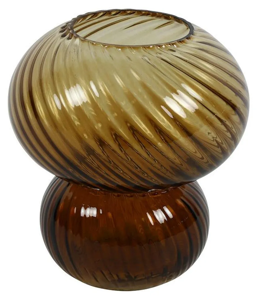 Vase design Galena marron en verre épais de 19cm avec finition brillante