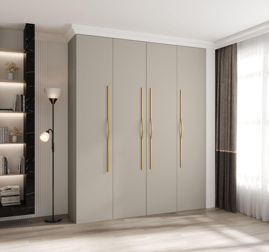 Kleiderschrank mit Regalen 200/40 LORENA 2 - Kaschmir / Gold