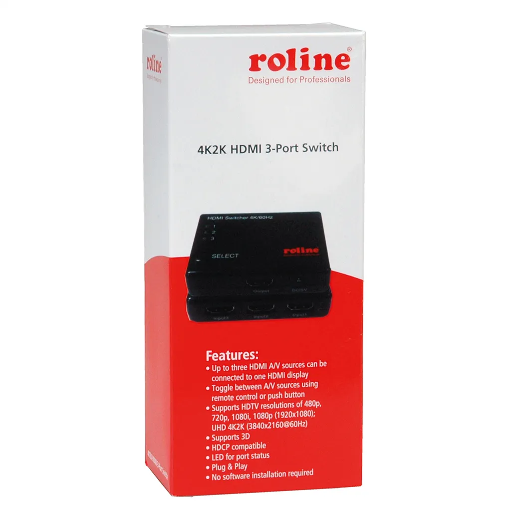 Switch HDMI 4K ROLINE boîtier 3 ports avec commutation automatique