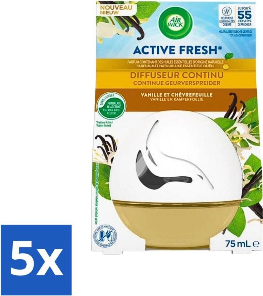 Air Wick Decosphere – Lufterfrischer – Vanille & Geißblatt – 75 ml - Vorteilspack - 5 Stücke
