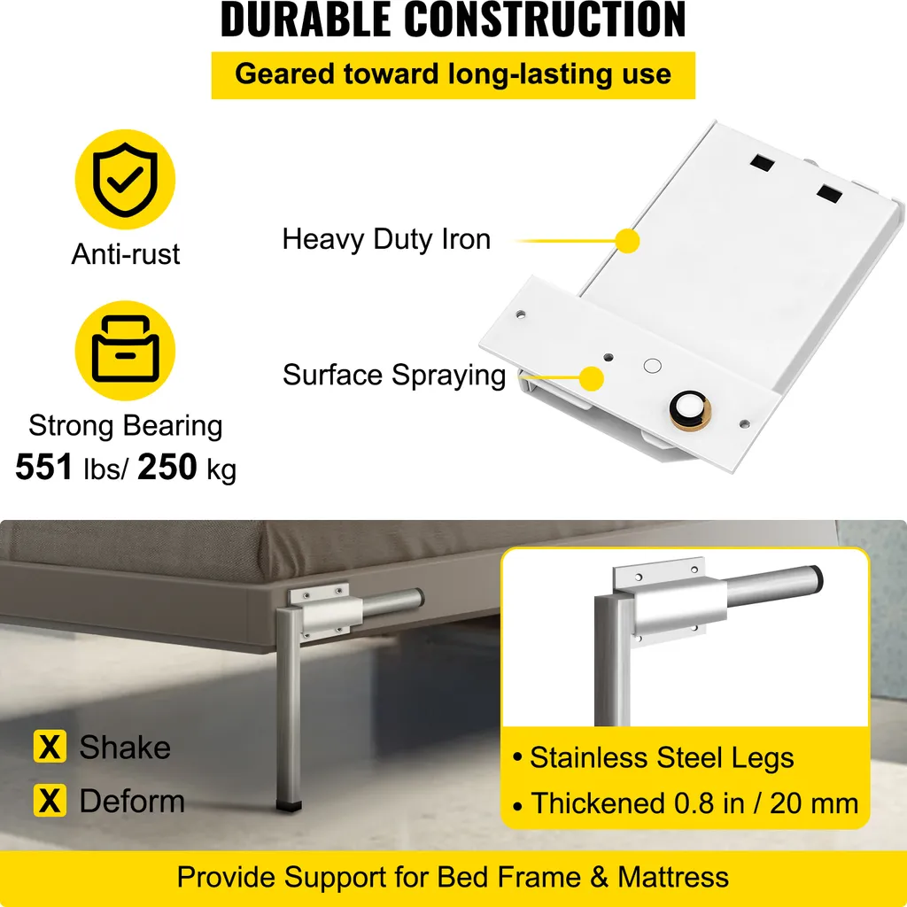 Système de Lit Escamotable pour Gain de Place Horizontal Queen Size
