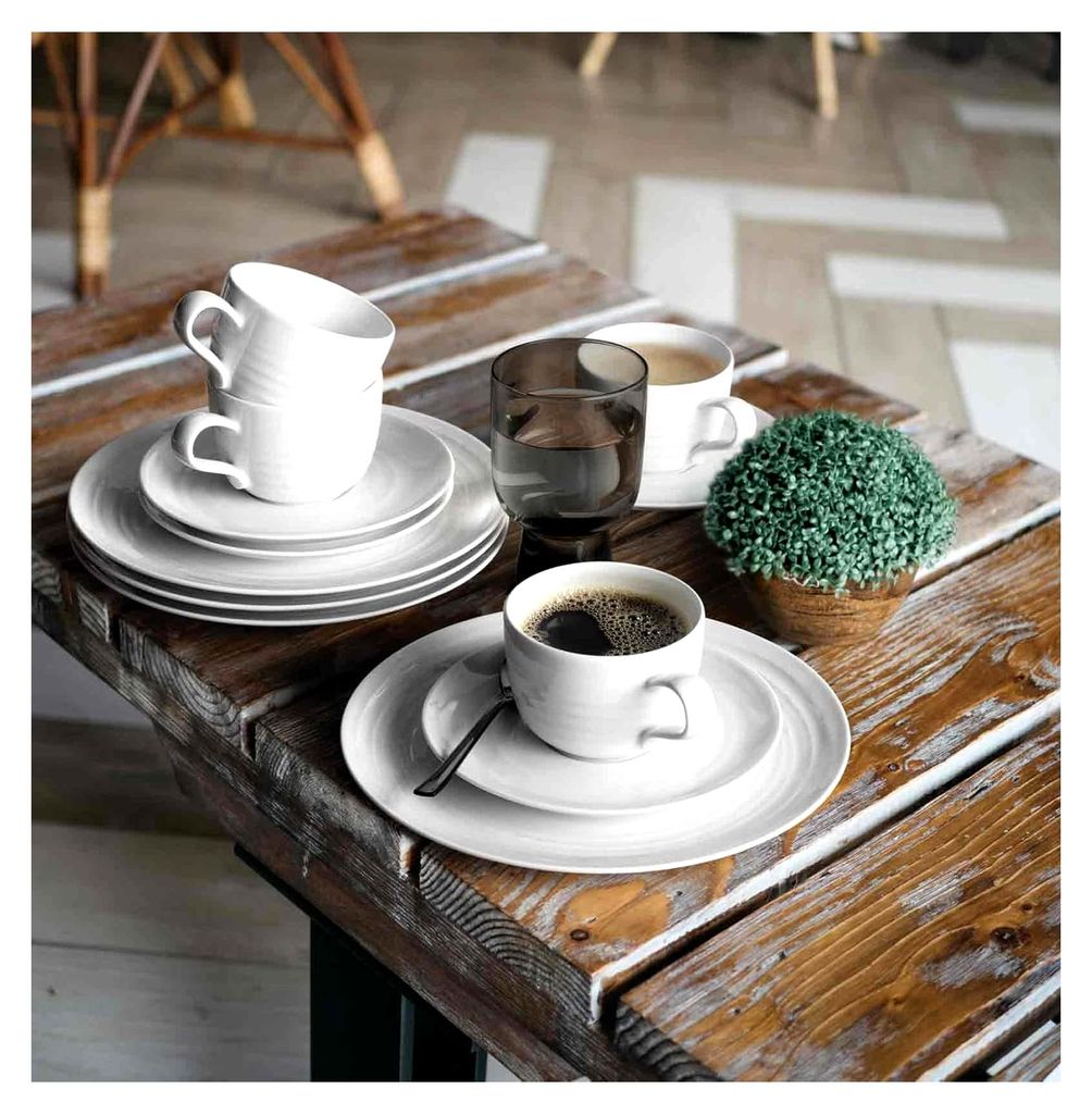 Espressotassen-Set 6 Stück, 90 ml, Mokkatassen mit spiralförmigem Relief, spülmaschinen- und mikrowellenfest, Porzellan, Weiß