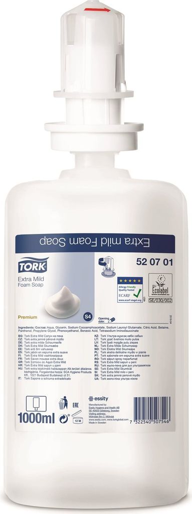 Tork 520701, Kůže, Pěnové mýdlo, Pumpovacíc lahvička, Obrázek produktu 