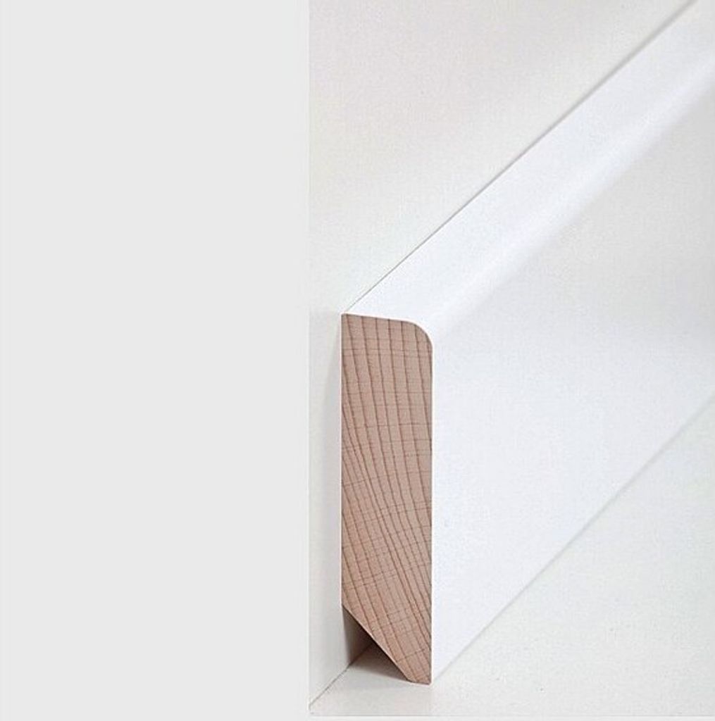 Sockelleiste Massivholz 20 x 80 x fallende Längen bis ca. 2400 mm Weiß Massivholz Fußleiste by PROVISTON 12 Meter | 5 Stück