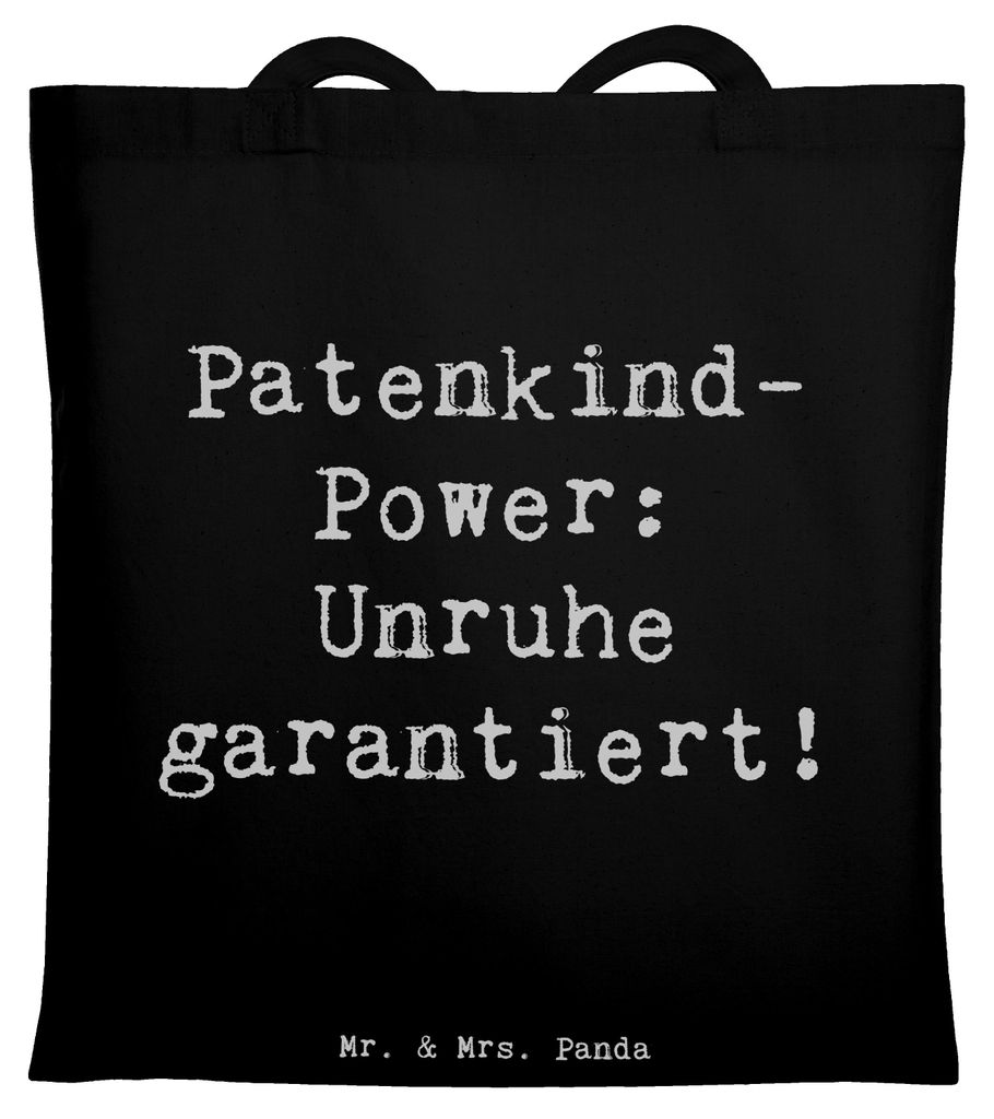 Mr. & Mrs. Panda Tote Bag Spruch Patenkind Power - Schwarz - Geschenk, Fürsorge, Handarbeit, Laptoptasche, Shopping Tasche, Familie, Geschenke, st...