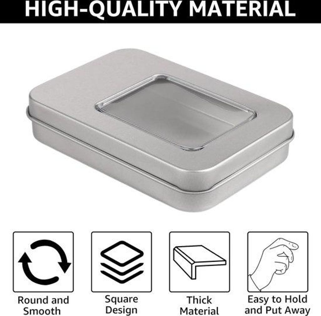 18 kleine Metalläden mit transparentem Deckel, rechteckiger Aufbewahrungsbox, Metall, Metallbox ohne Scharniere, Blechbox mit Deckel für Knöpfe,...