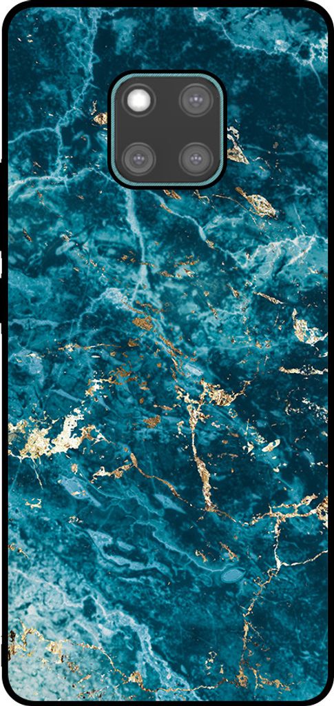 Smartphonica Telefon Fall geeignet für Huawei Mate 20 Pro mit Marmor-Druck - TPU zurück Abdeckung Fall blau Marmor-Design - Blau
