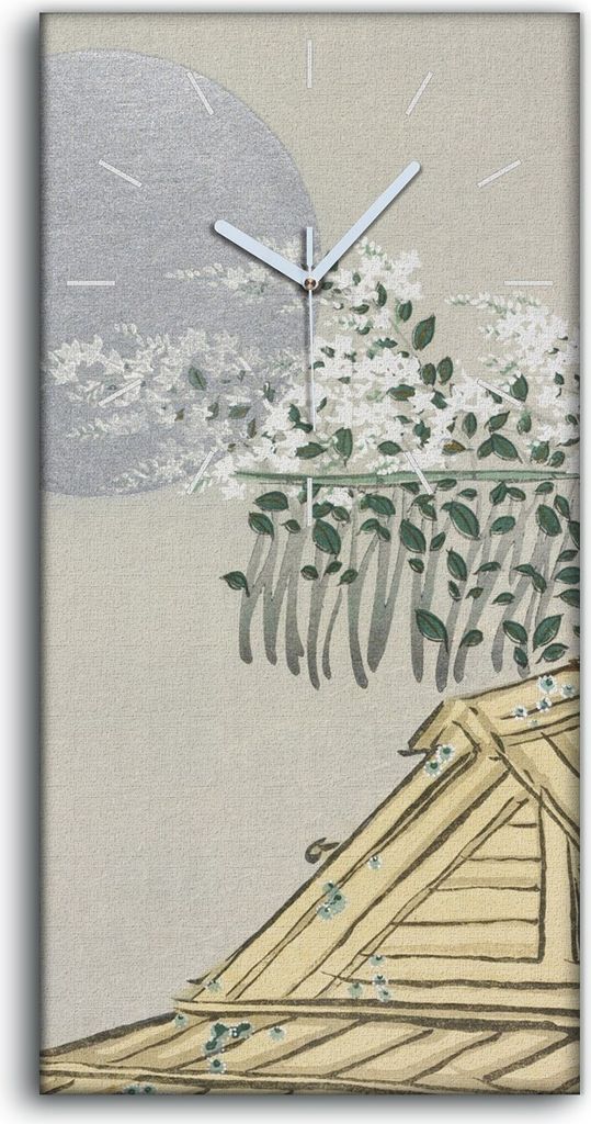 Wandbild Leinwand Bilder Wanduhr 30x60 Malerei Asiatisches Haus Blumen Kunst - weiße Hände