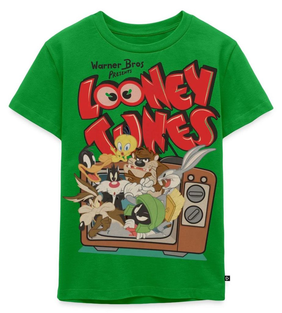 Spreadshirt Looney Tunes Bug Bunny Alle Im TV Retro Classic Kinder Premium T-Shirt, 134/140 (8 Jahre), Grün